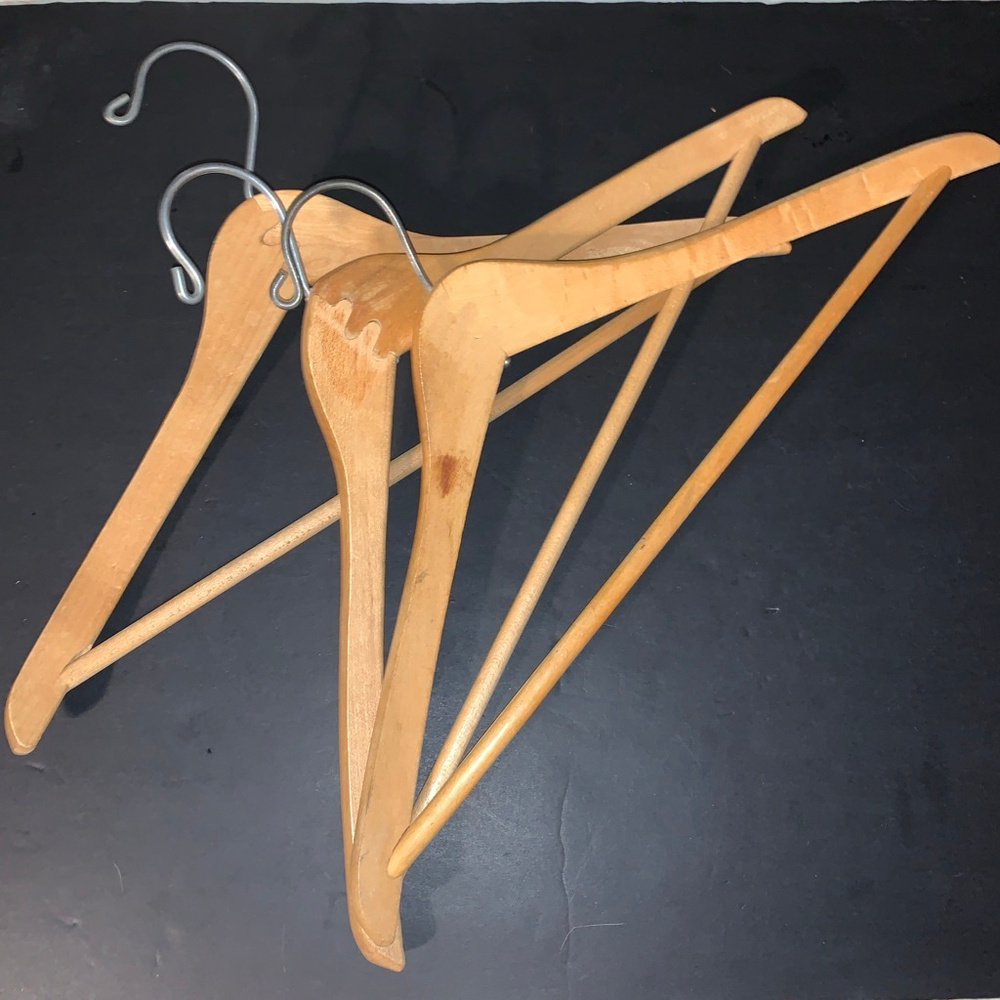 Unbranded Wood Closet Hangers with Metal Hooks One Size Brown Silver